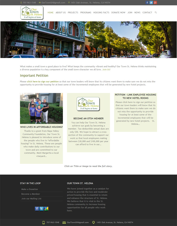 Our Town St Helena website by SLA Systems